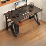 Minimalist Grey Wood Rectangular Sledge Writing Desk Image - 5