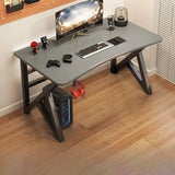 Minimalist Grey Wood Rectangular Sledge Writing Desk Image - 7