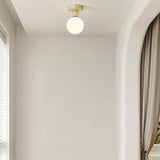 Minimalist Hallway Burgundy Globe Semi-Flush Mount Lamp Image - 3