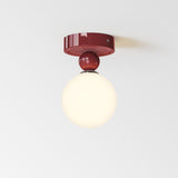 Minimalist Hallway Burgundy Globe Semi-Flush Mount Lamp Image - 6