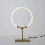 Minimalist Halo Ring Brass Base LED Bedroom Table Lamp Image - 1