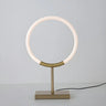 Minimalist Halo Ring Brass Base LED Bedroom Table Lamp Image - 2