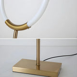 Minimalist Halo Ring Brass Base LED Bedroom Table Lamp Image - 8