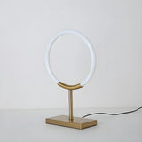 Minimalist Halo Ring Brass Base LED Bedroom Table Lamp Image - 3