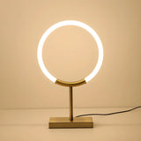 Minimalist Halo Ring Brass Base LED Bedroom Table Lamp Image - 4