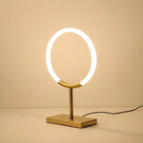 Minimalist Halo Ring Brass Base LED Bedroom Table Lamp Image - 5