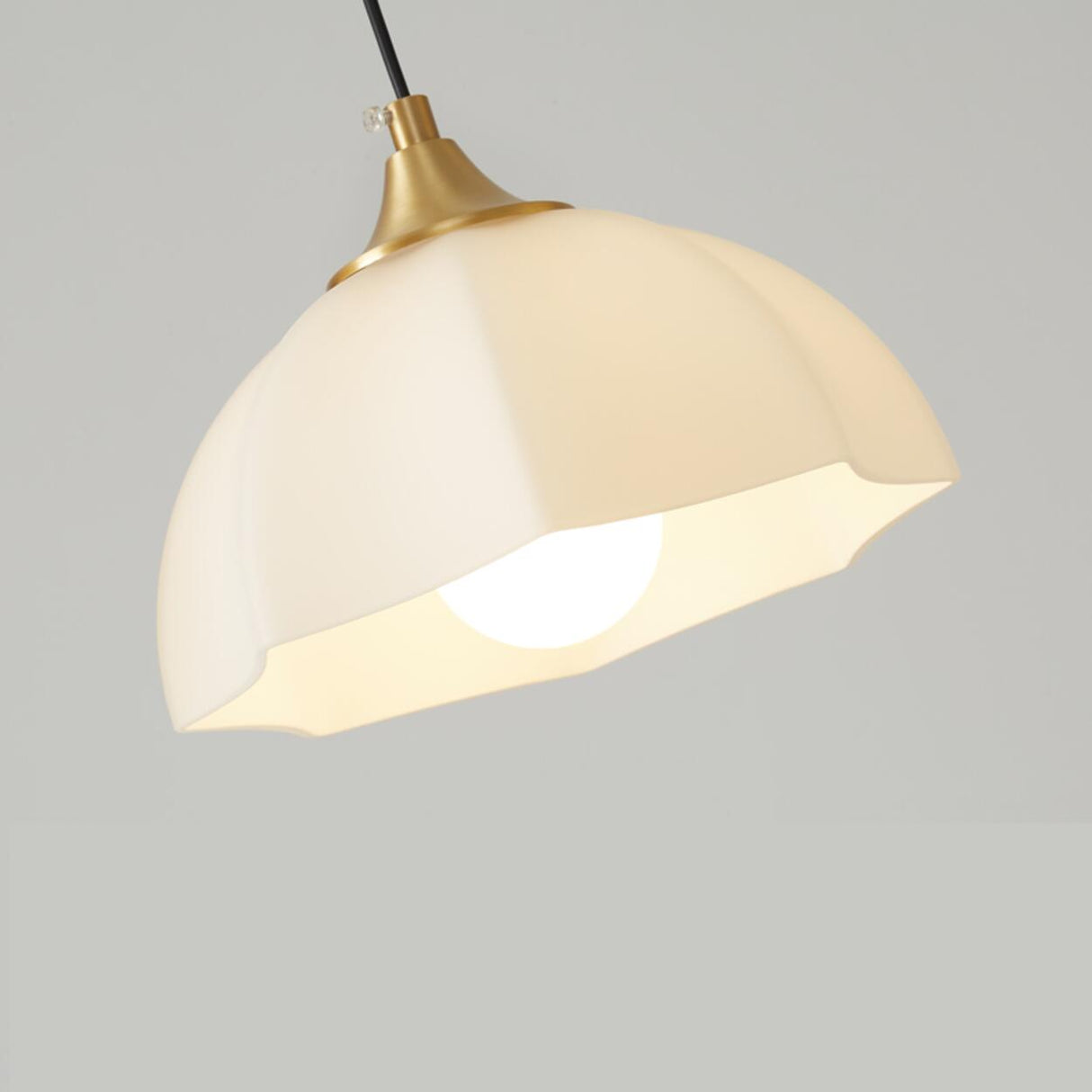 Minimalist Hemispherical White Scalloped Dome Pendant Light Image - 10