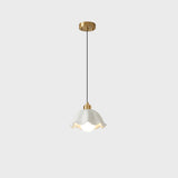 Minimalist Hemispherical White Scalloped Dome Pendant Light Image - 3