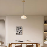 Minimalist Hemispherical White Scalloped Dome Pendant Light Image - 4