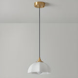 Minimalist Hemispherical White Scalloped Dome Pendant Light Image - 7