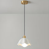 Minimalist Hemispherical White Scalloped Dome Pendant Light Image - 8