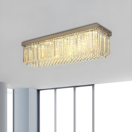 Minimalist Large Rectangle Crystal Flush Mount Light Image - 1