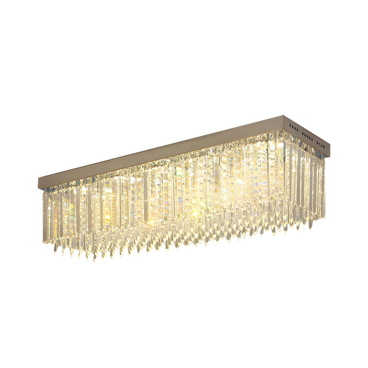 Minimalist Large Rectangle Crystal Flush Mount Light Image - 3