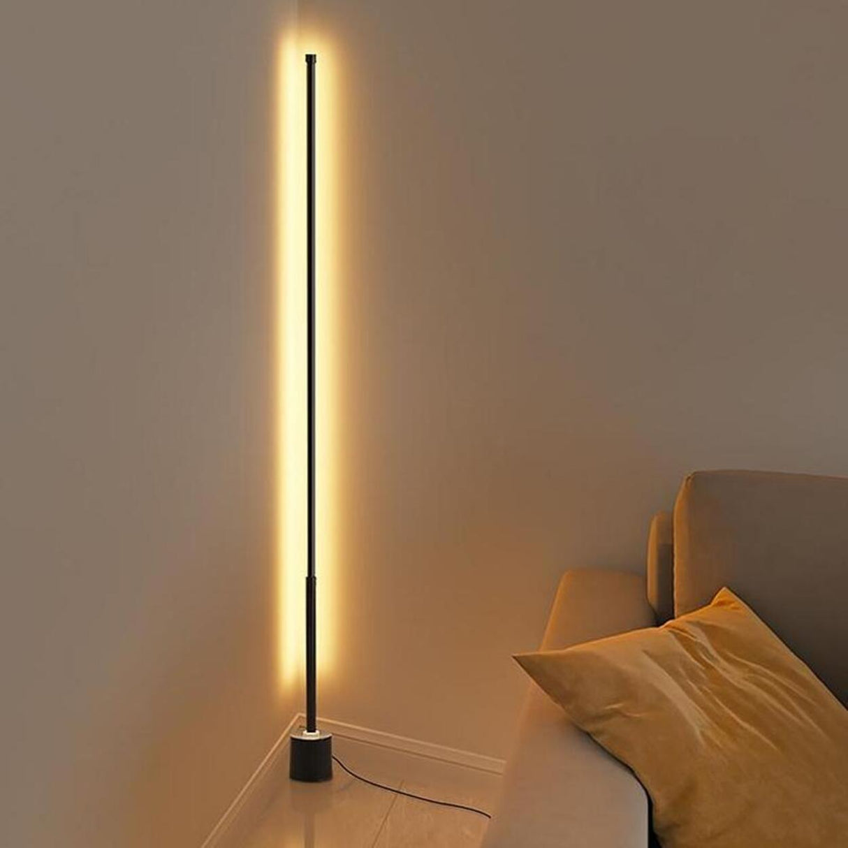 Minimalist LED Black Cylinder Metal Floor Lamp Image - 1