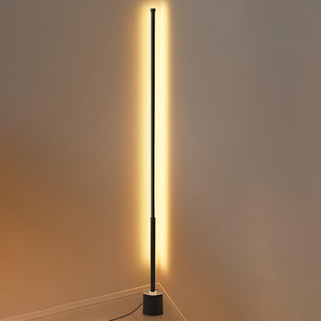 Minimalist LED Black Cylinder Metal Floor Lamp Image - 2