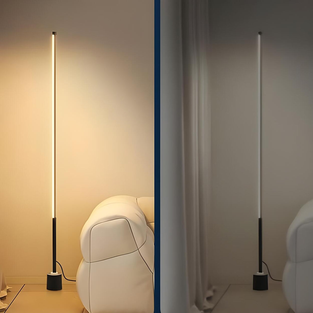 Minimalist LED Black Cylinder Metal Floor Lamp Image - 7