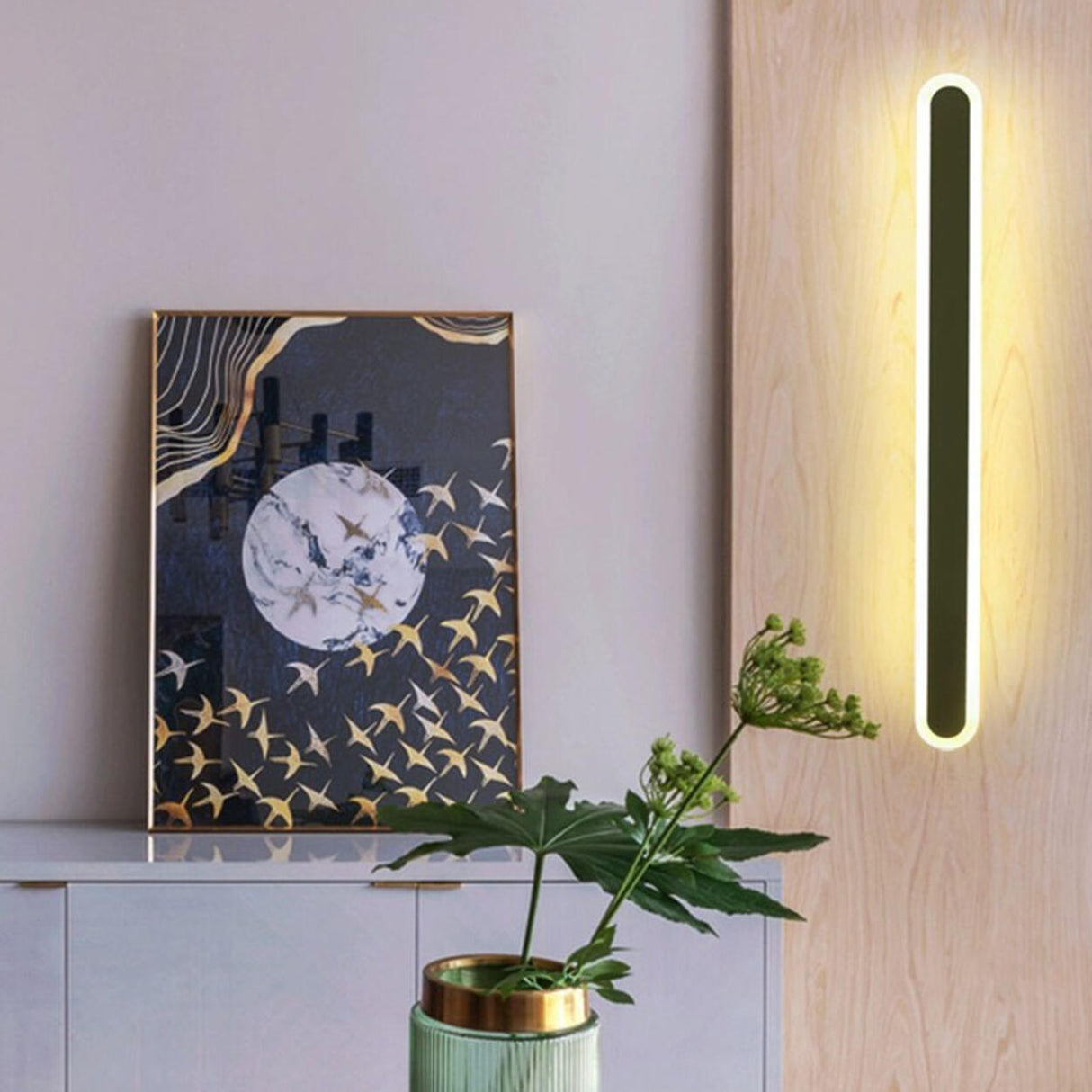 Minimalist LED Black Linear Metal Wall Light Sconce Image - 30