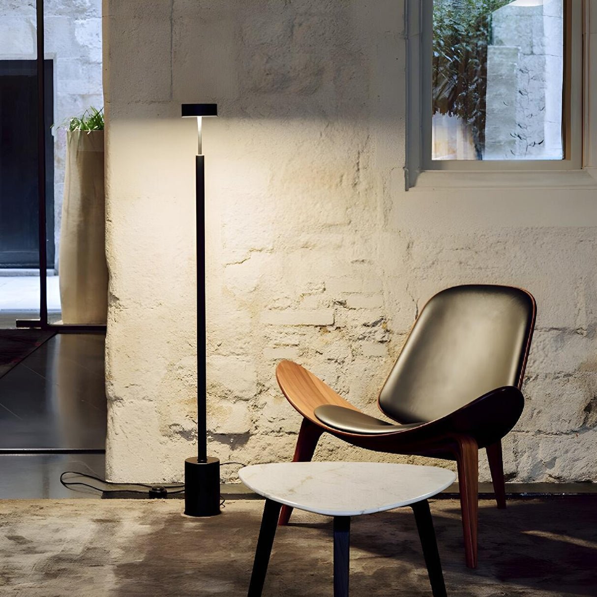 Minimalist LED Cylindrical Base Peak Floor Lamp Image - 13