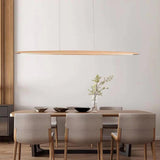 Minimalist LED Geometric Wood Island Hanging Light Image - 4