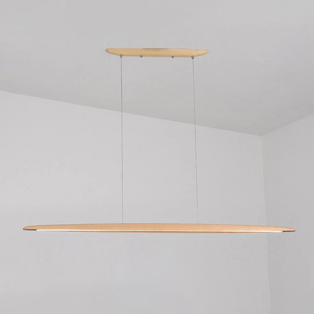 Minimalist LED Geometric Wood Island Hanging Light Image - 6