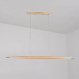 Minimalist LED Geometric Wood Island Hanging Light Image - 6