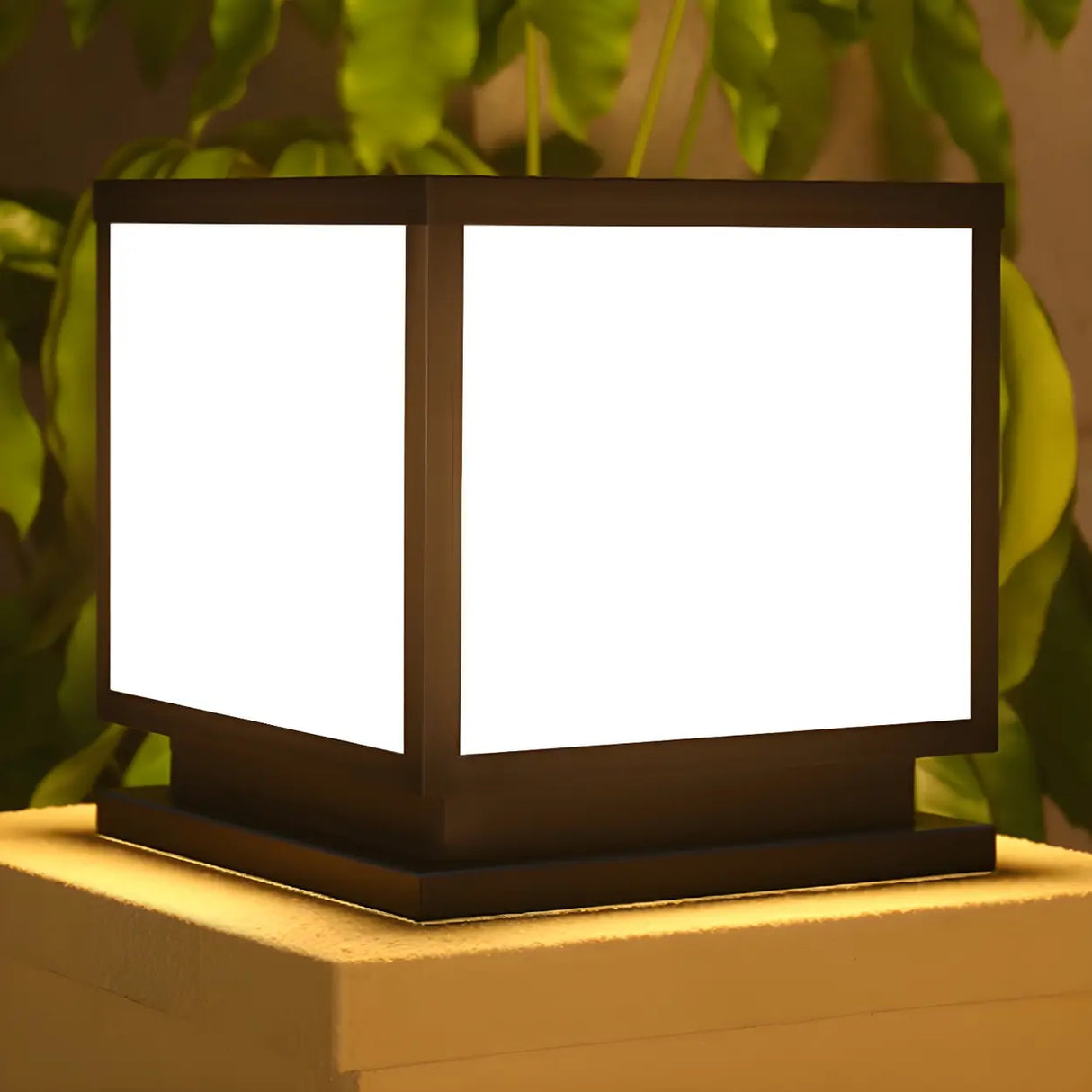 Minimalist LED Square Metal Outdoor Post Lamp Black Image - 14