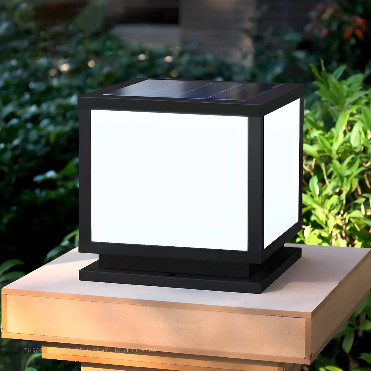 Minimalist LED Square Metal Outdoor Post Lamp Black Image - 4