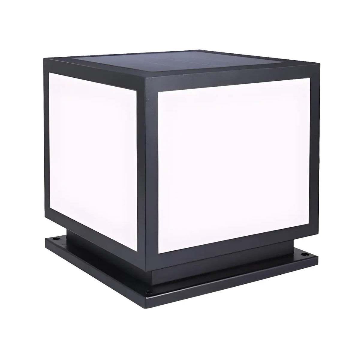 Minimalist LED Square Metal Outdoor Post Lamp Black Image - 5