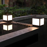 Minimalist LED Square Metal Outdoor Post Lamp Black Image - 6