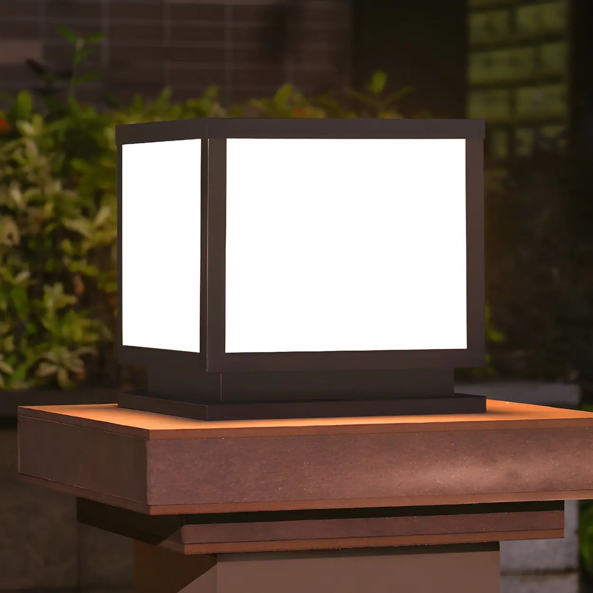 Minimalist LED Square Metal Outdoor Post Lamp Black Image - 8