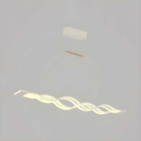 Minimalist LED Wide Acrylic Wavy Linear Pendant Chandelier Image - 2