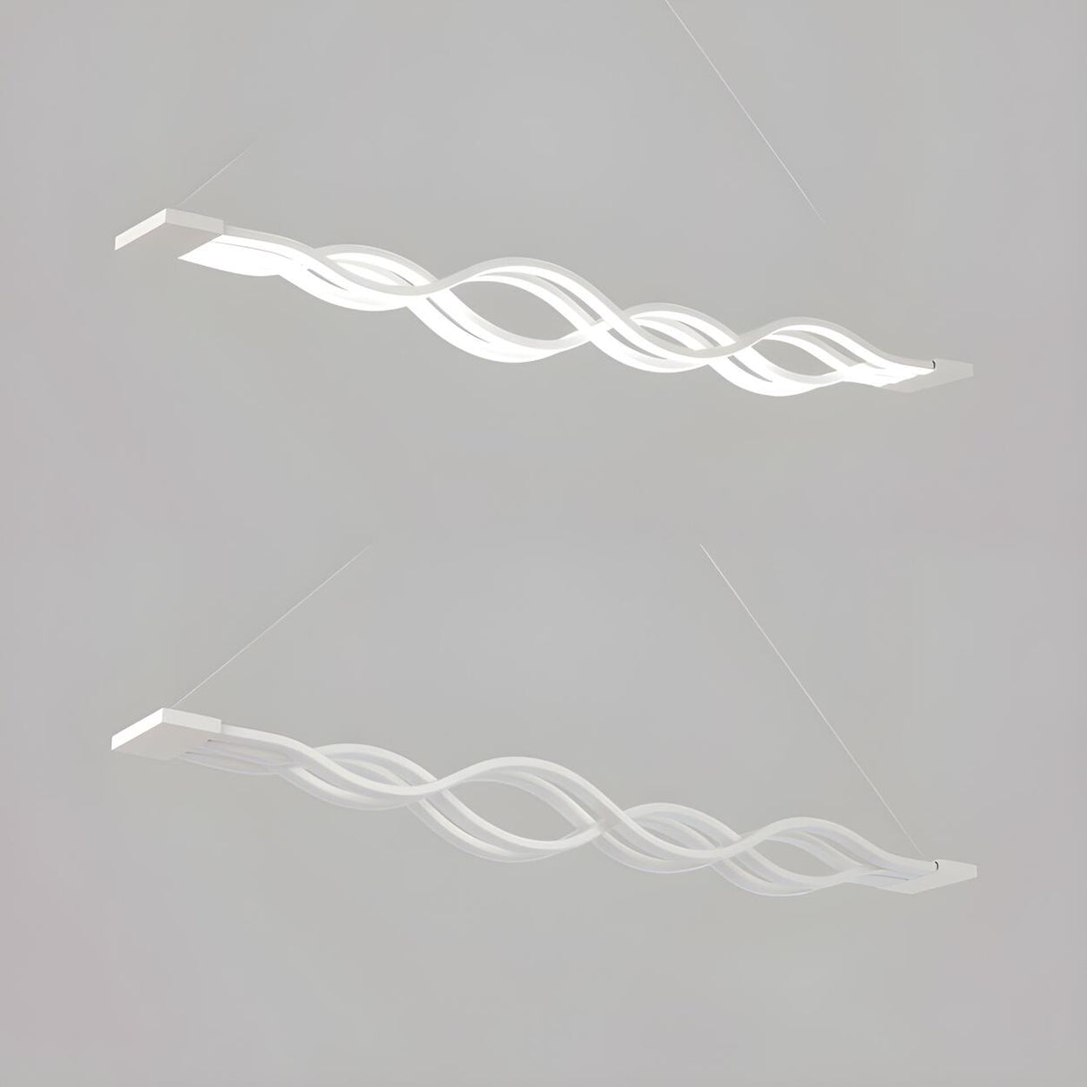 Minimalist LED Wide Acrylic Wavy Linear Pendant Chandelier Image - 3