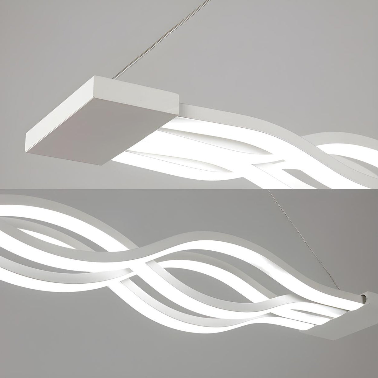 Minimalist LED Wide Acrylic Wavy Linear Pendant Chandelier Image - 4