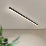 Minimalist Linear Black LED Flush Mount Ceiling Light Image - 1