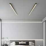 Minimalist Linear Black LED Flush Mount Ceiling Light Image - 17