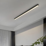 Minimalist Linear Black LED Flush Mount Ceiling Light Image - 18