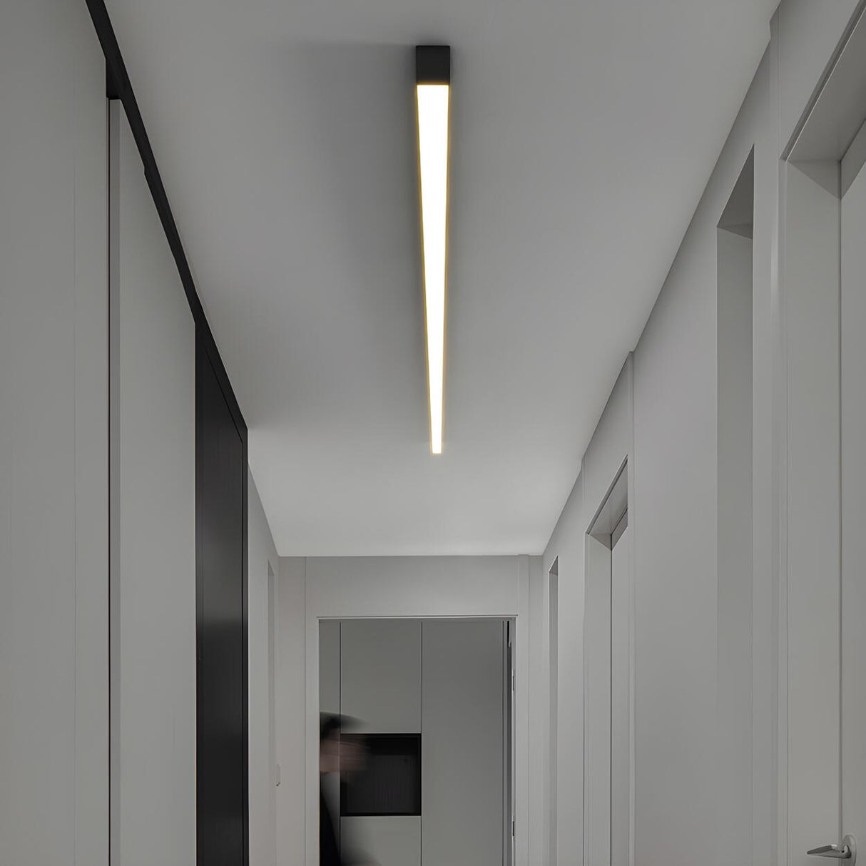 Minimalist Linear Black LED Flush Mount Ceiling Light Image - 19