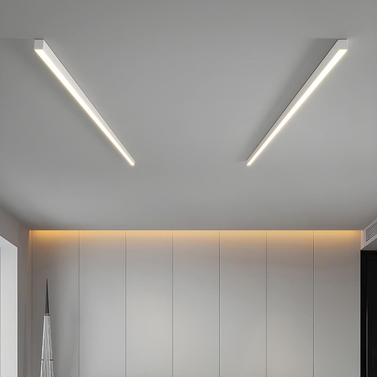 Minimalist Linear Black LED Flush Mount Ceiling Light Image - 6