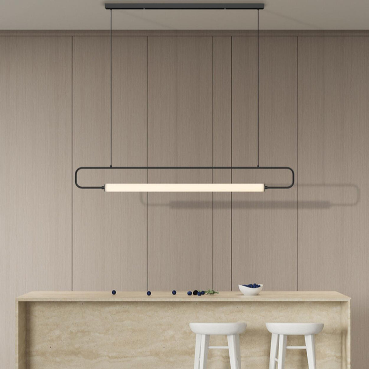 Minimalist Linear LED Island Ceiling Pendant Light Image - 4