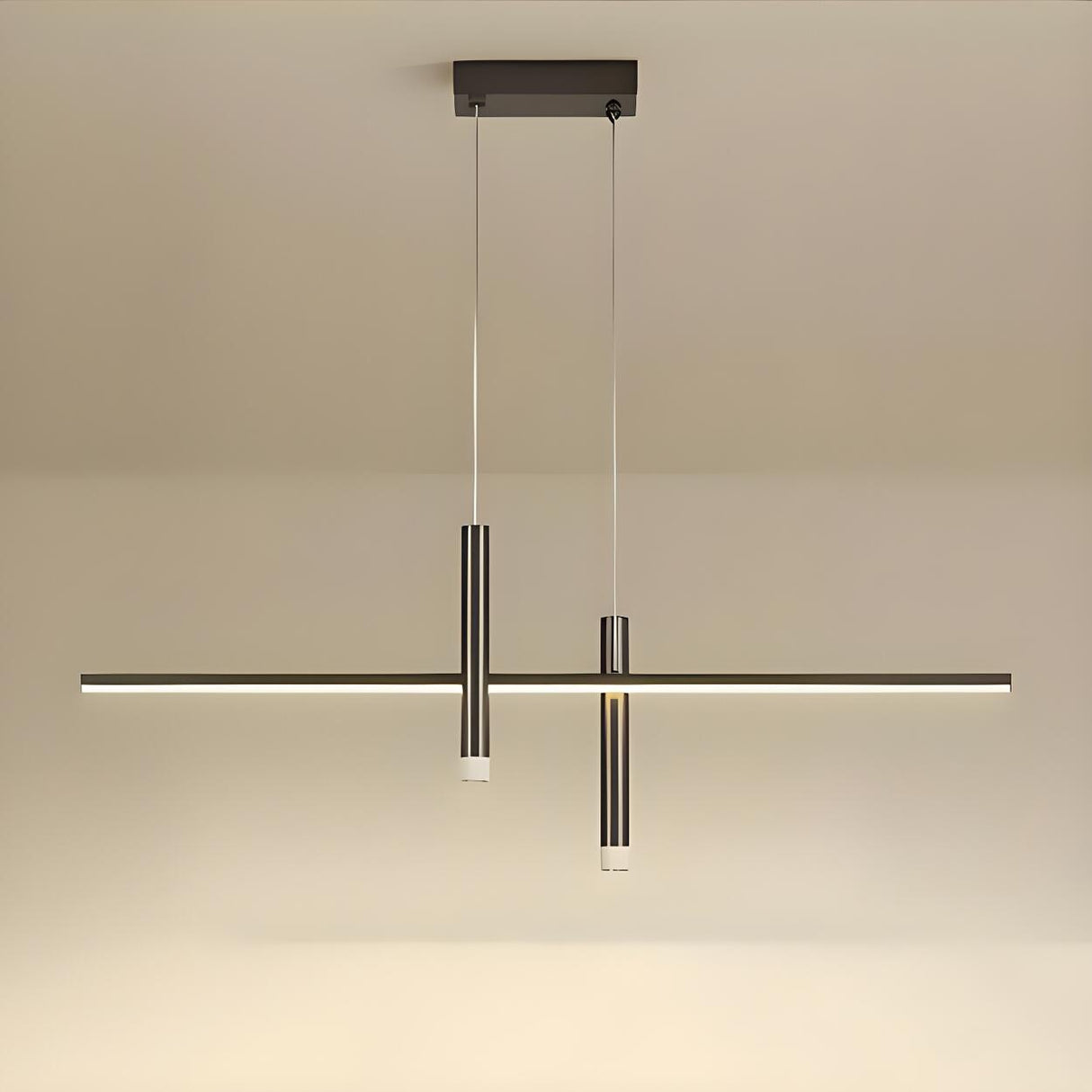 Minimalist Linear LED Metal Island Pendant Light Image - 11