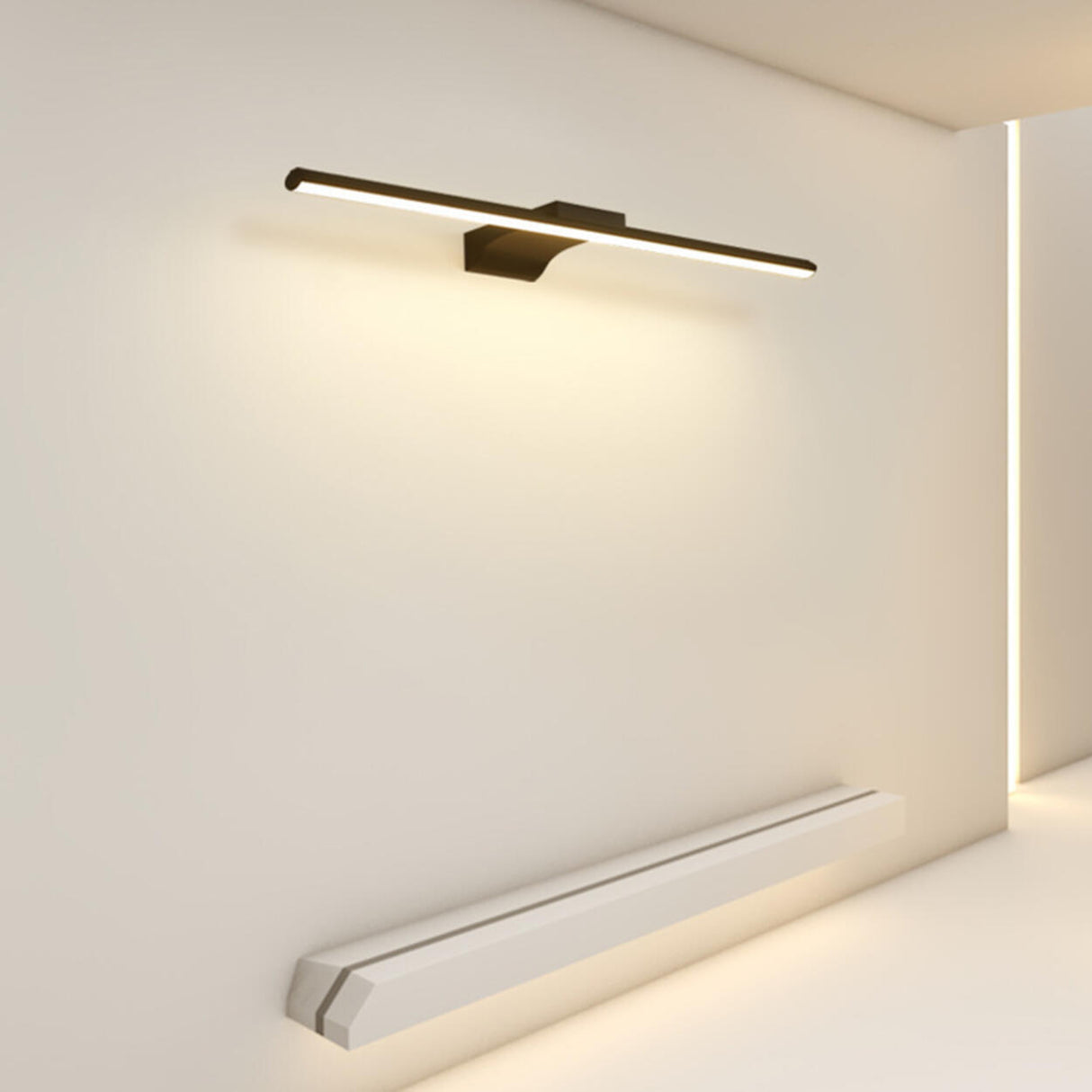 Minimalist Linear Metal LED Vanity Light Fixture Image - 5