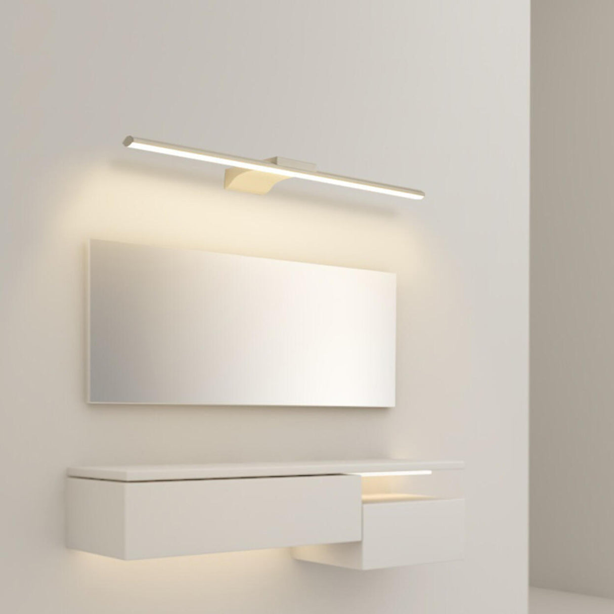 Minimalist Linear Metal LED Vanity Light Fixture Image - 8