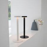 Minimalist Linear Round Base Metal Cordless Table Lamp Image - 1