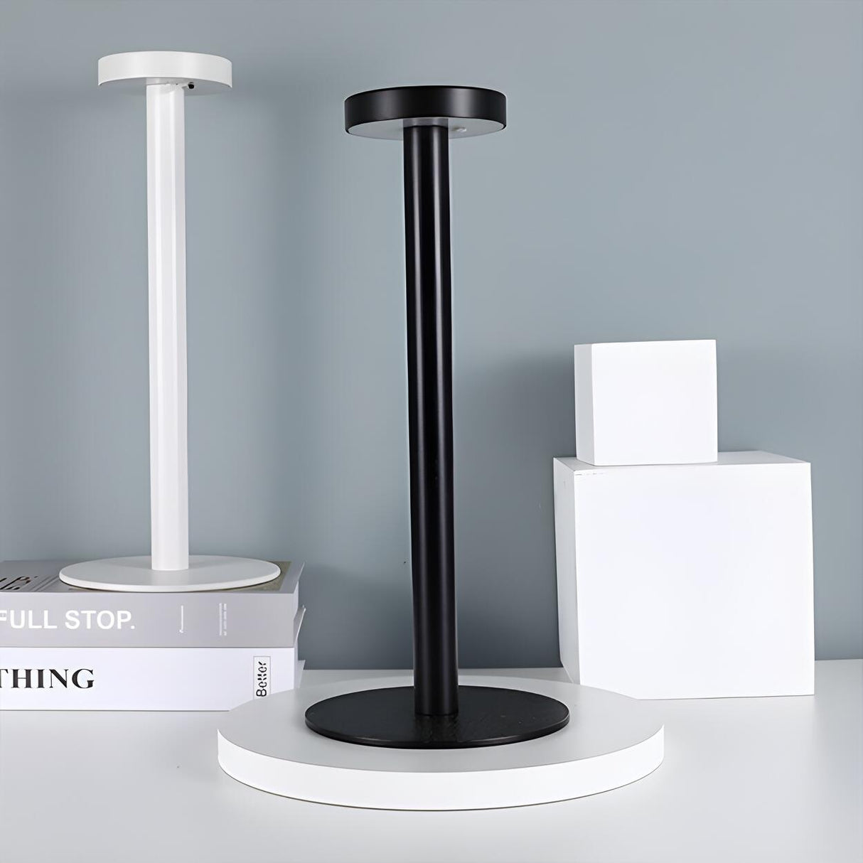 Minimalist Linear Round Base Metal Cordless Table Lamp Image - 13