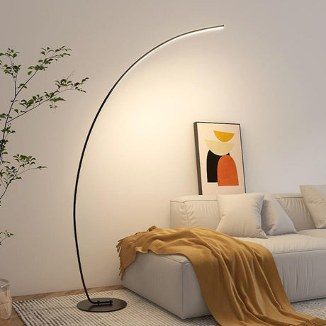 Minimalist Linear Ultra-Slim Arc LED Floor Lamp Image - 1