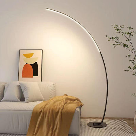 Minimalist Linear Ultra-Slim Arc LED Floor Lamp Image - 2