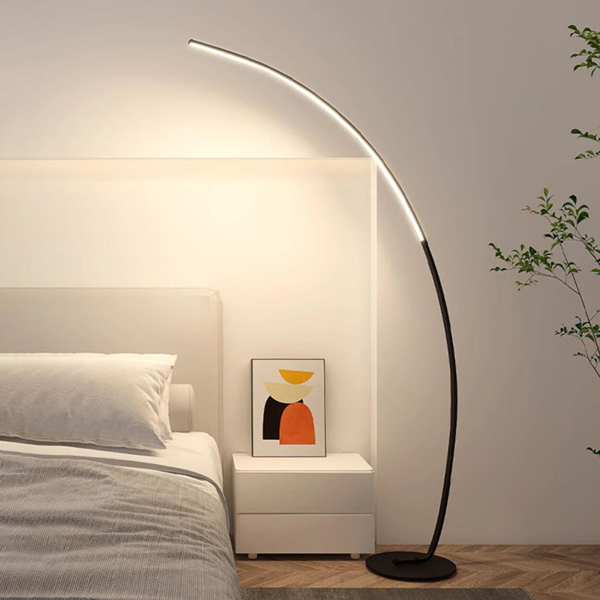 Minimalist Linear Ultra-Slim Arc LED Floor Lamp Image - 5