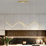 Minimalist Linear Z Shape Black Dining Room Pendant Light Image - 13