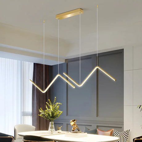 Minimalist Linear Z Shape Black Dining Room Pendant Light Image - 2