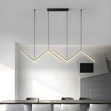 Minimalist Linear Z Shape Black Dining Room Pendant Light Image - 4